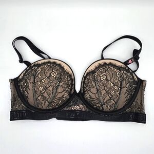 NWT ◇ Victoria's Secret 34B Very Sexy Nude & Black Lace Push Up Bra